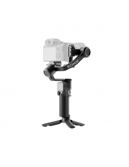 Estabilizador de cámara DJI RS3 Mini, vista trasera de cómo luce montado con la cámara.