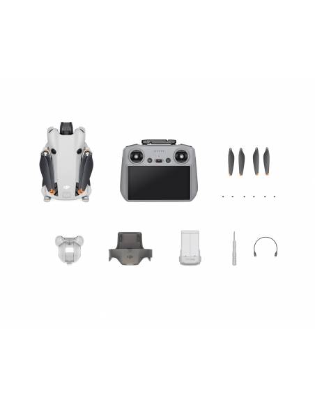 DJI Mini 4 Pro incluye Control, Batería, Hélices, Tornillos, cables, Gimbal Protector y Propeller Holder.