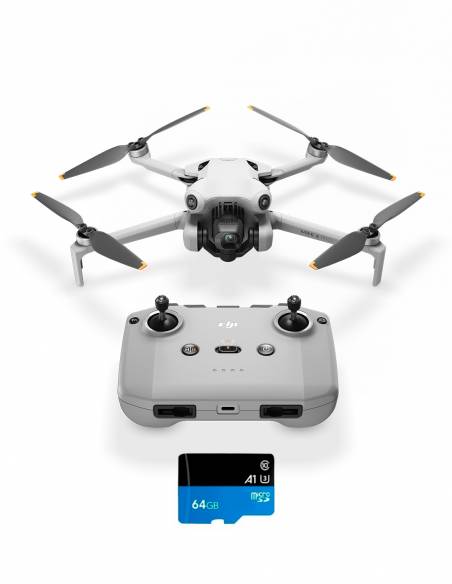 Drone DJI Mini 4 Pro + Kit con su control remoto y tarjeta microSD de 64 GB.